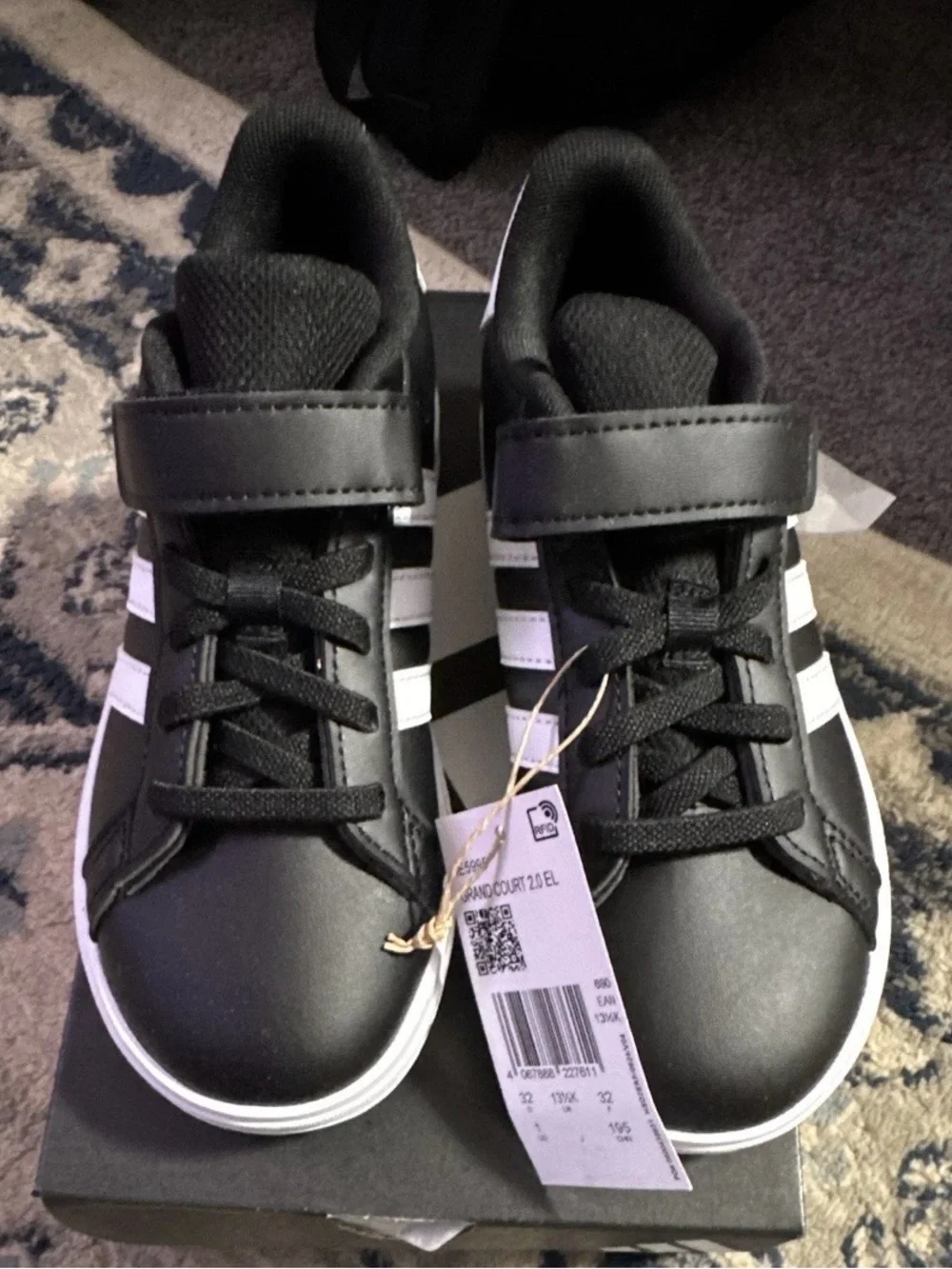 adidas Grand Court 2.0 EL C Kids Shoes Black White Size US 1
